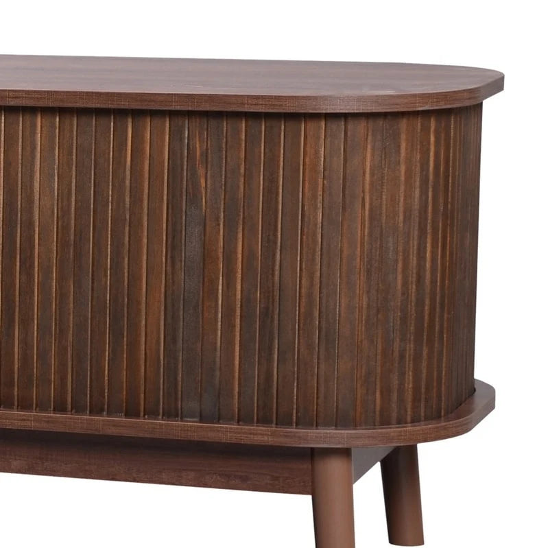 Meuble TV en rotin pour téléviseurs jusqu'à 75 pouces, console média de style ferme moderne, meuble de divertissement avec pieds en bois massif
