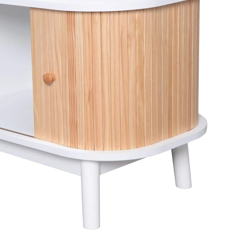 Meuble TV en rotin pour téléviseurs jusqu'à 75 pouces, console média de style ferme moderne, meuble de divertissement avec pieds en bois massif