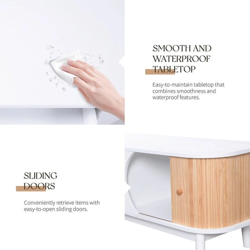 Meuble TV en rotin pour téléviseurs jusqu'à 75 pouces, console média de style ferme moderne, meuble de divertissement avec pieds en bois massif