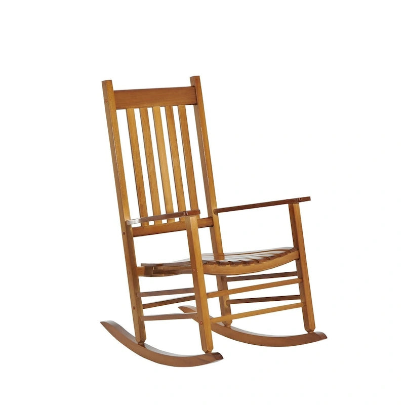 Chaise à bascule en bois Outsunny avec dossier à lattes, naturelle