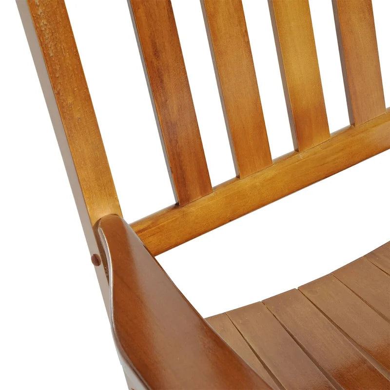 Chaise à bascule en bois Outsunny avec dossier à lattes, naturelle