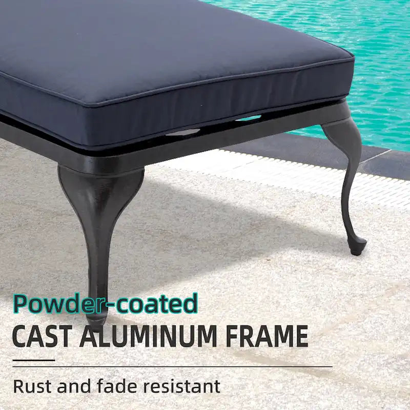 Chaise longue de piscine en aluminium HOMEFUN avec roulettes et fonction d'inclinaison