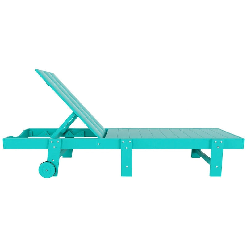 Chaise longue de piscine inclinable Polytrends Shoreside Modern Poly Eco-Friendly toutes saisons avec roues et table d'appoint (ensemble 3 pièces)