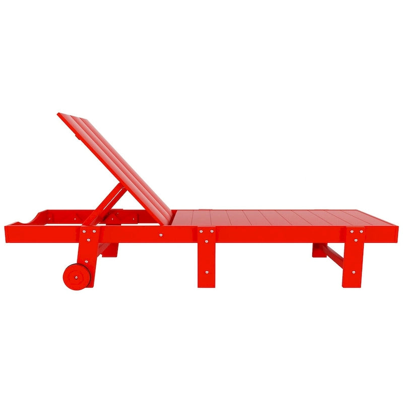 Chaise longue de piscine inclinable Polytrends Shoreside Modern Poly Eco-Friendly toutes saisons avec roues et table d'appoint (ensemble 3 pièces)