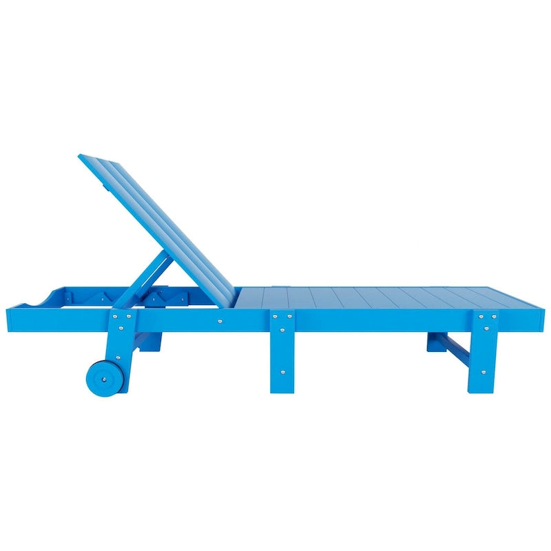 Chaise longue de piscine inclinable Polytrends Shoreside Modern Poly Eco-Friendly toutes saisons avec roues et table d'appoint (ensemble 3 pièces)