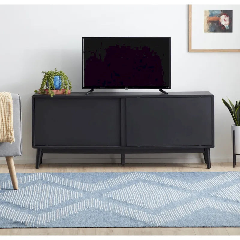 Meuble TV Brookside Madison Mid Century Modern pour téléviseurs jusqu'à 65 pouces avec portes coulissantes et gestion des câbles