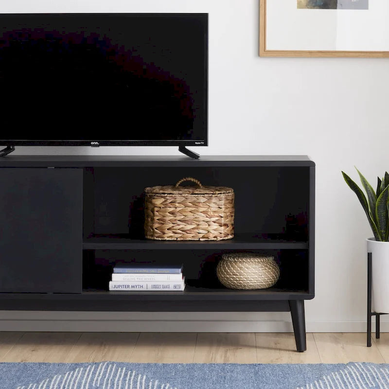 Meuble TV Brookside Madison Mid Century Modern pour téléviseurs jusqu'à 65 pouces avec portes coulissantes et gestion des câbles