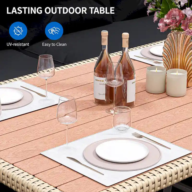 Moasis Black Ensemble de Conversation de Jardin en Rotin 6 Pièces - 6 PCS