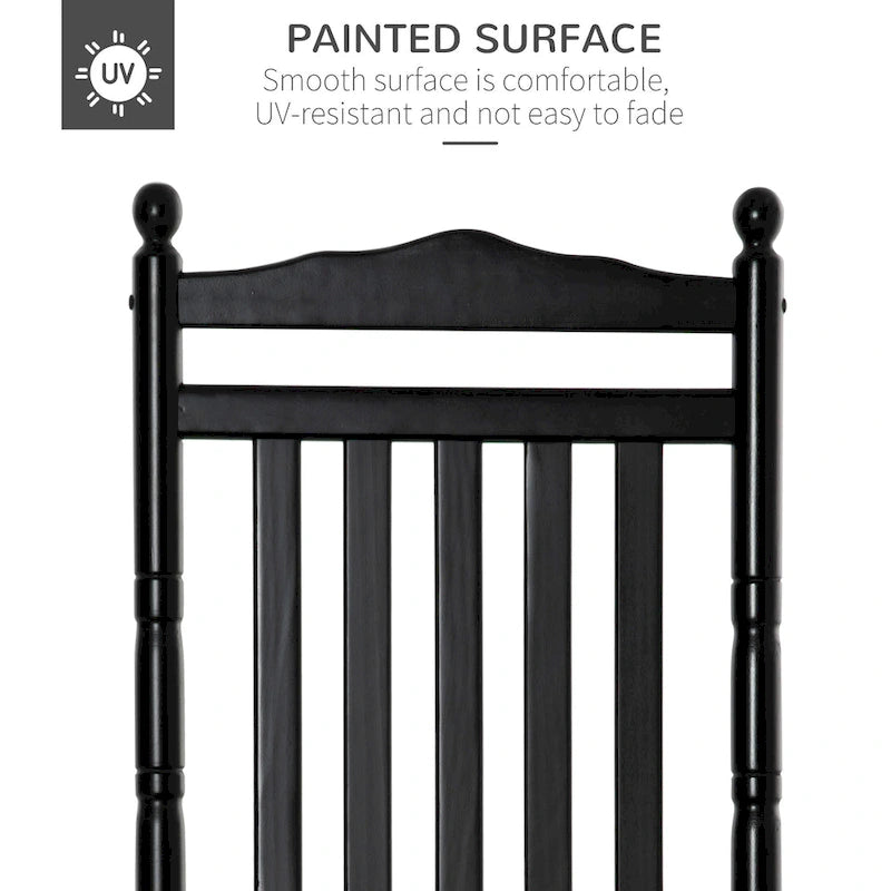 Fauteuil à bascule traditionnel en bois Outsunny à dossier haut pour porche, intérieur/extérieur - 66,7 x 86,4 x 116,2 cm