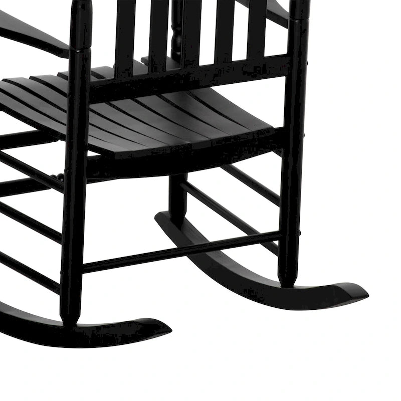 Fauteuil à bascule traditionnel en bois Outsunny à dossier haut pour porche, intérieur/extérieur - 66,7 x 86,4 x 116,2 cm