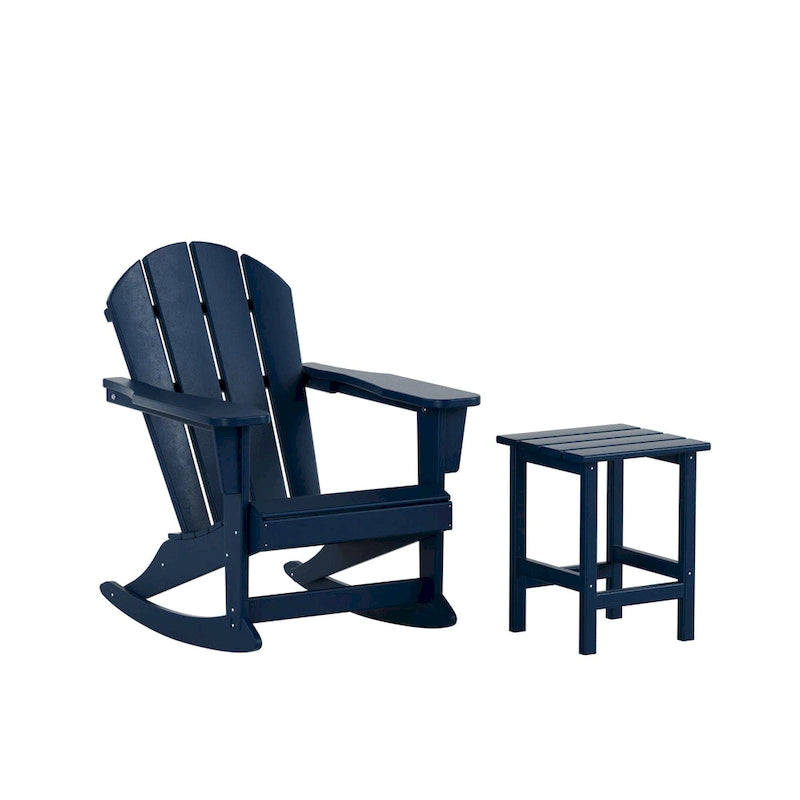 Fauteuil à bascule d'extérieur Polytrends Laguna en PEHD résistant aux intempéries avec table d'appoint (ensemble de 2 pièces)