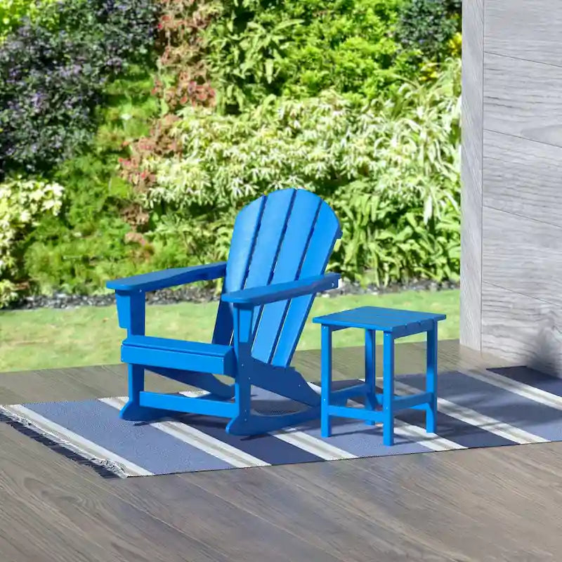 Fauteuil à bascule d'extérieur Polytrends Laguna en PEHD résistant aux intempéries avec table d'appoint (ensemble de 2 pièces)