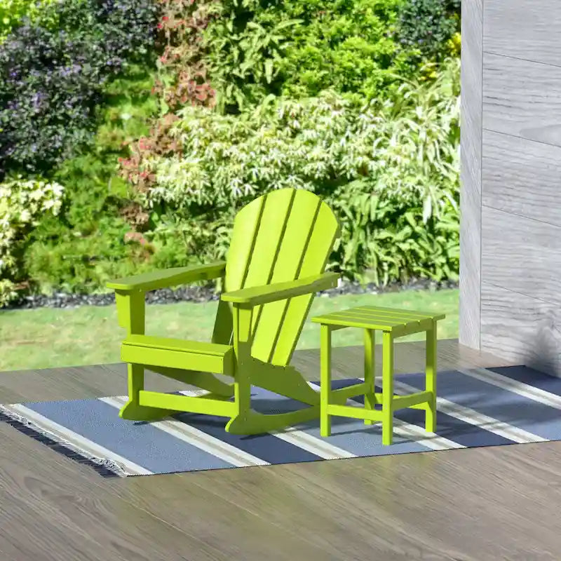 Fauteuil à bascule d'extérieur Polytrends Laguna en PEHD résistant aux intempéries avec table d'appoint (ensemble de 2 pièces)