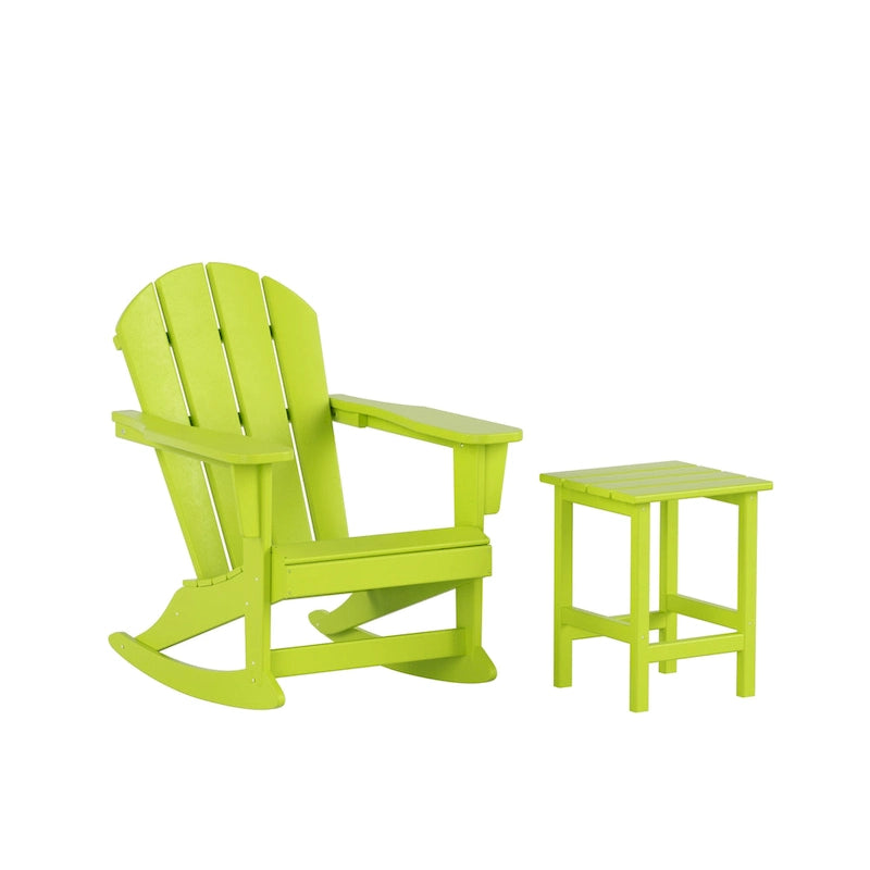 Fauteuil à bascule d'extérieur Polytrends Laguna en PEHD résistant aux intempéries avec table d'appoint (ensemble de 2 pièces)