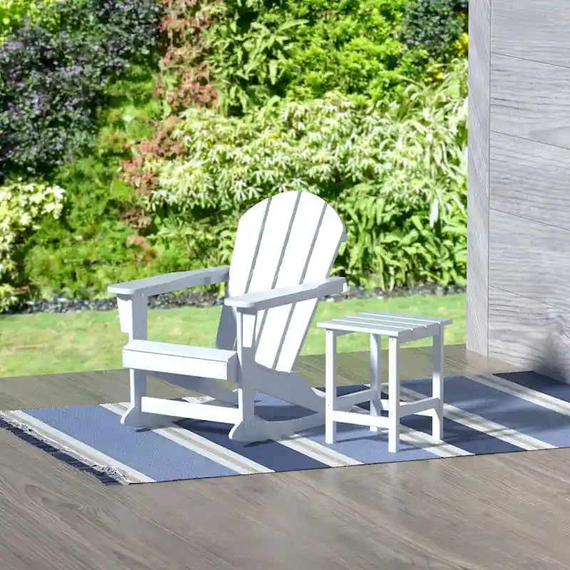 Fauteuil à bascule d'extérieur Polytrends Laguna en PEHD résistant aux intempéries avec table d'appoint (ensemble de 2 pièces)