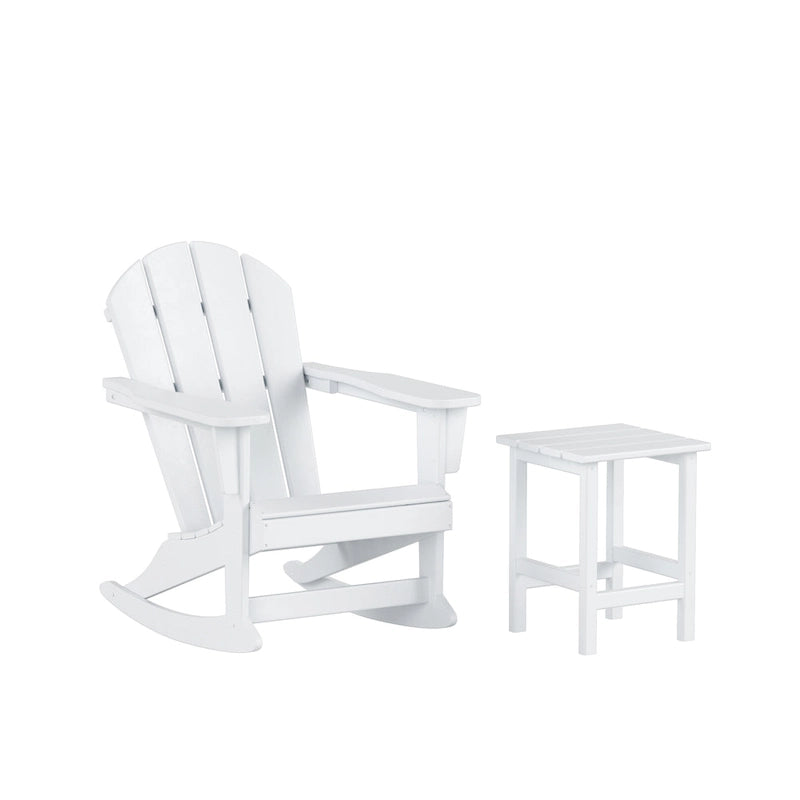 Fauteuil à bascule d'extérieur Polytrends Laguna en PEHD résistant aux intempéries avec table d'appoint (ensemble de 2 pièces)