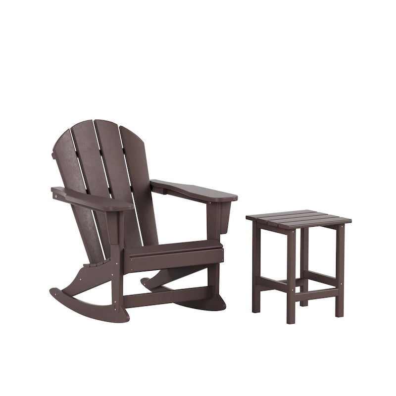 Fauteuil à bascule d'extérieur Polytrends Laguna en PEHD résistant aux intempéries avec table d'appoint (ensemble de 2 pièces)