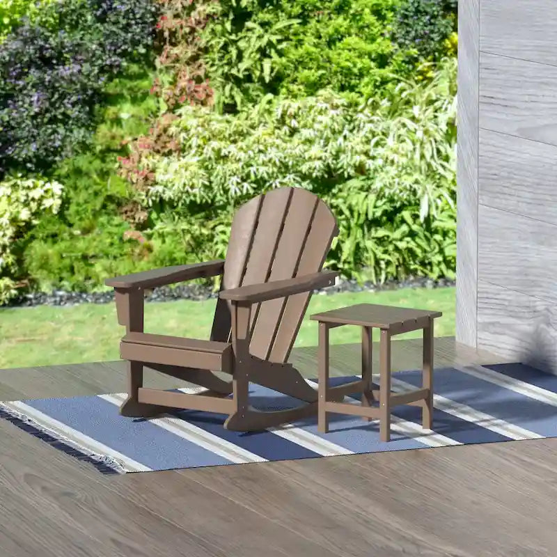 Fauteuil à bascule d'extérieur Polytrends Laguna en PEHD résistant aux intempéries avec table d'appoint (ensemble de 2 pièces)