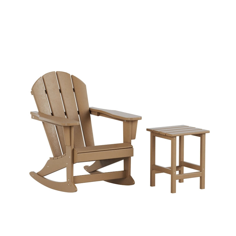 Fauteuil à bascule d'extérieur Polytrends Laguna en PEHD résistant aux intempéries avec table d'appoint (ensemble de 2 pièces)