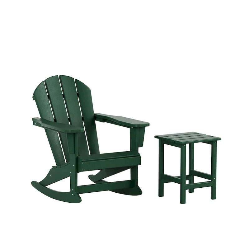 Fauteuil à bascule d'extérieur Polytrends Laguna en PEHD résistant aux intempéries avec table d'appoint (ensemble de 2 pièces)