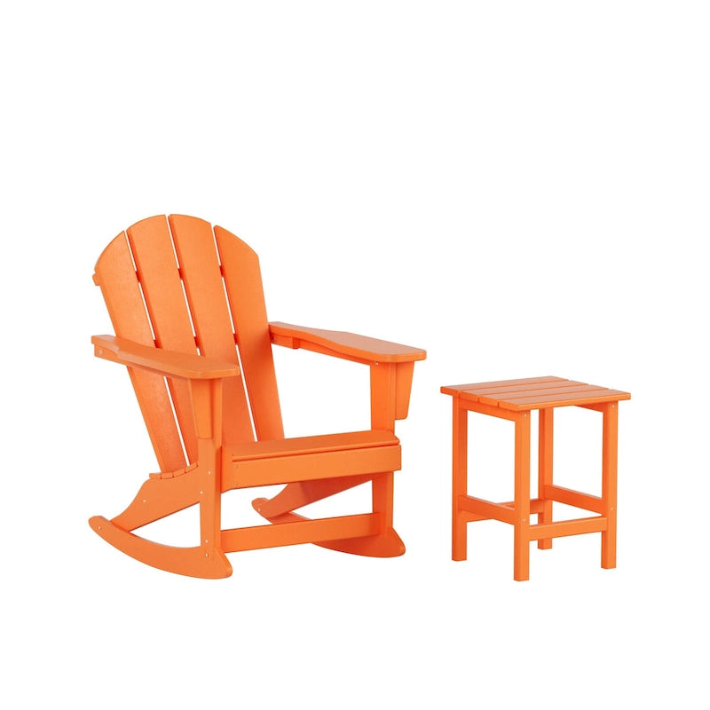 Fauteuil à bascule d'extérieur Polytrends Laguna en PEHD résistant aux intempéries avec table d'appoint (ensemble de 2 pièces)