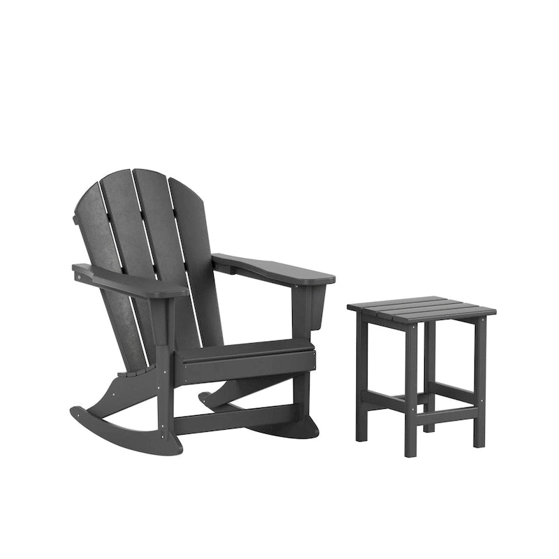 Fauteuil à bascule d'extérieur Polytrends Laguna en PEHD résistant aux intempéries avec table d'appoint (ensemble de 2 pièces)