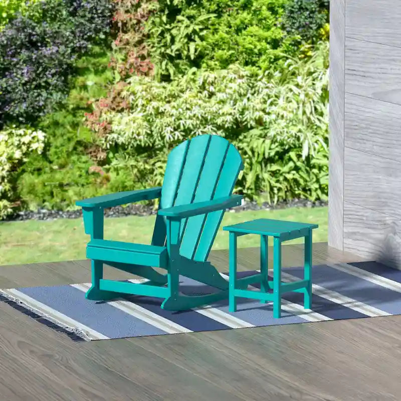 Fauteuil à bascule d'extérieur Polytrends Laguna en PEHD résistant aux intempéries avec table d'appoint (ensemble de 2 pièces)