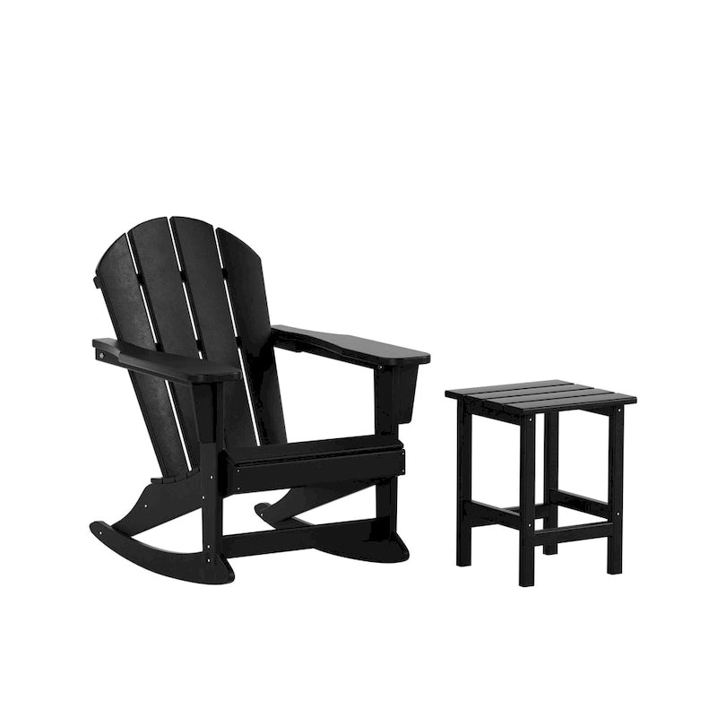 Fauteuil à bascule d'extérieur Polytrends Laguna en PEHD résistant aux intempéries avec table d'appoint (ensemble de 2 pièces)