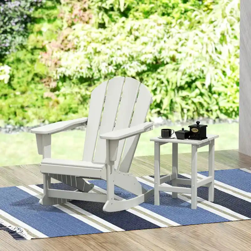 Fauteuil à bascule d'extérieur Polytrends Laguna en PEHD résistant aux intempéries avec table d'appoint (ensemble de 2 pièces)