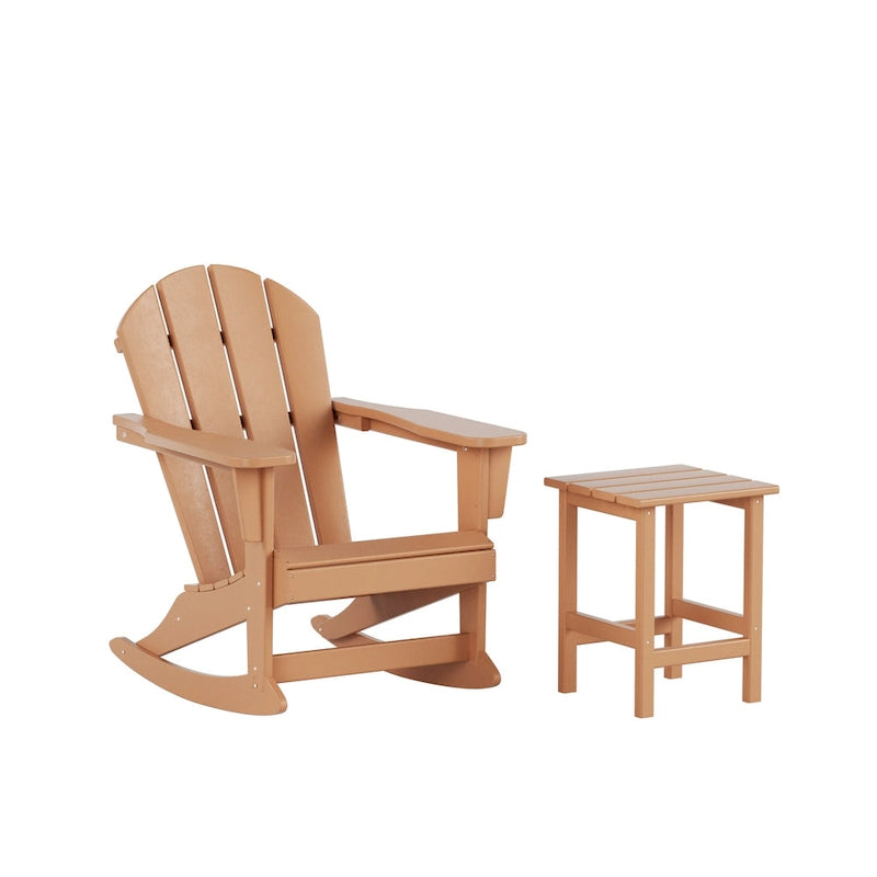 Fauteuil à bascule d'extérieur Polytrends Laguna en PEHD résistant aux intempéries avec table d'appoint (ensemble de 2 pièces)
