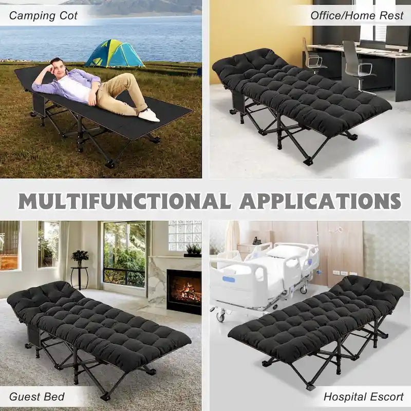 Lit de camping pliant 75 avec matelas de 8,4 cm, couchette portable