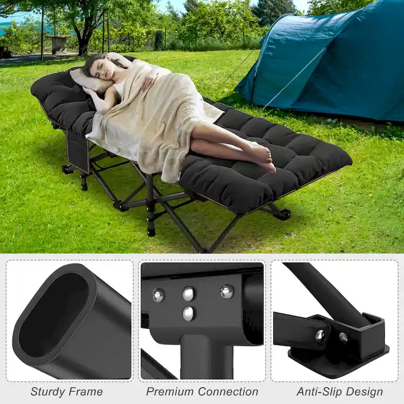 Lit de camping pliant 75 avec matelas de 8,4 cm, couchette portable