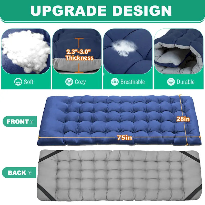 Lit de camping pliant 75 avec matelas de 8,4 cm, couchette portable