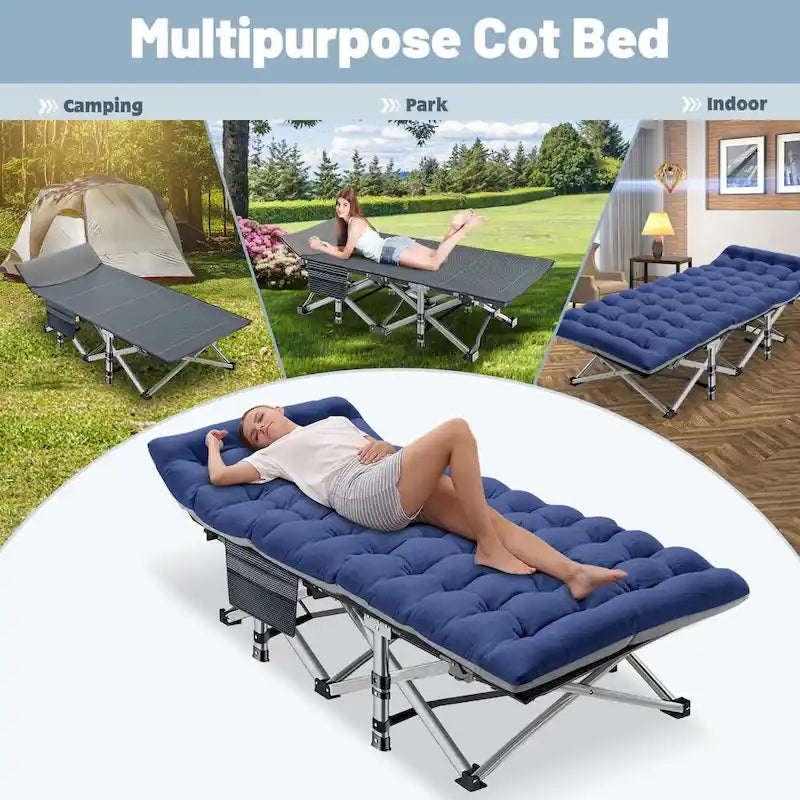 Lit de camping pliant 75 avec matelas de 8,4 cm, couchette portable