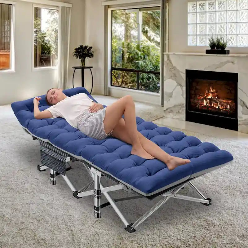 Lit de camping pliant 75 avec matelas de 8,4 cm, couchette portable