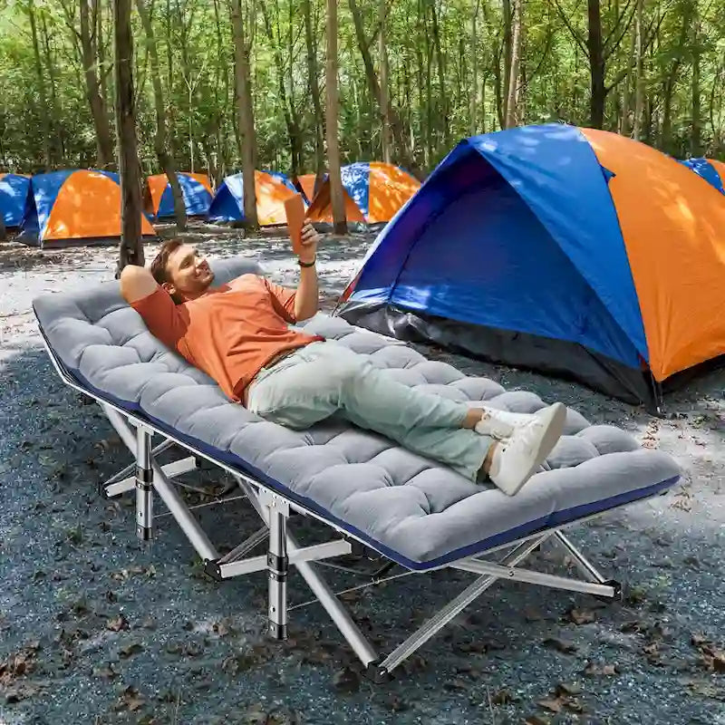 Lit de camping pliant 75 avec matelas de 8,4 cm, couchette portable