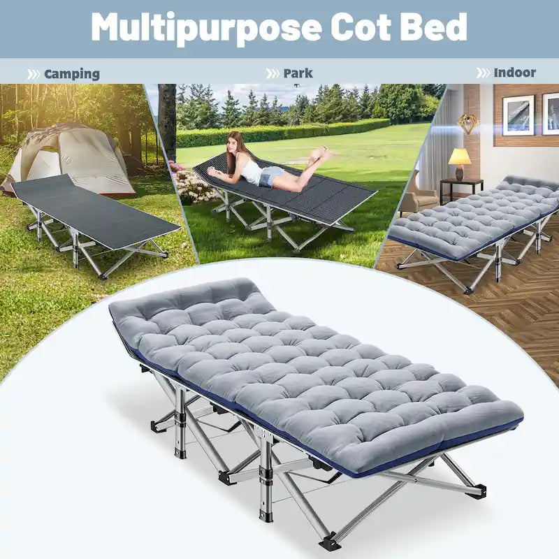 Lit de camping pliant 75 avec matelas de 8,4 cm, couchette portable