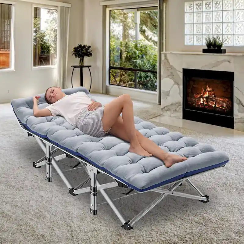 Lit de camping pliant 75 avec matelas de 8,4 cm, couchette portable