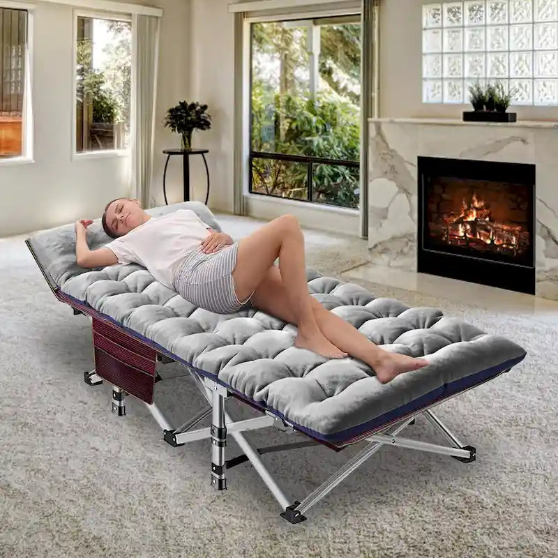 Lit de camping pliant 75 avec matelas de 8,4 cm, couchette portable
