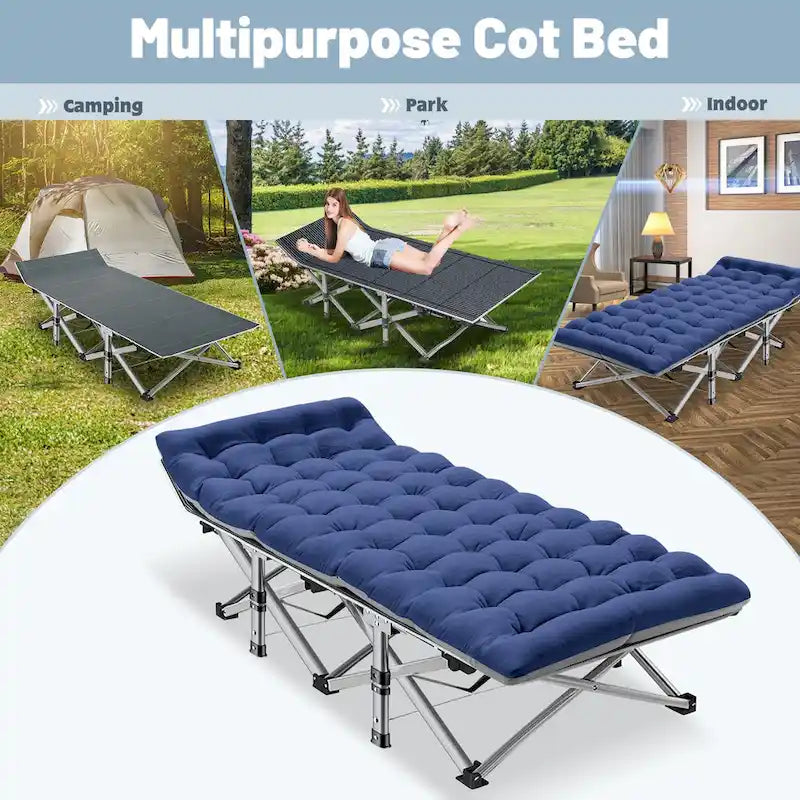 Lit de camping pliant 75 avec matelas de 8,4 cm, couchette portable