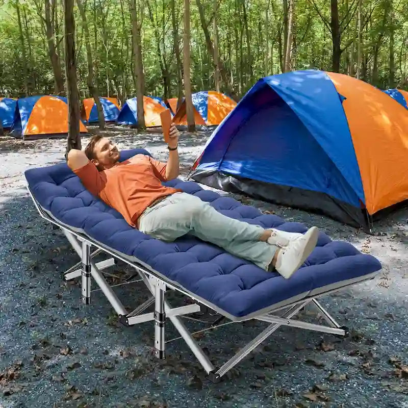 Lit de camping pliant 75 avec matelas de 8,4 cm, couchette portable