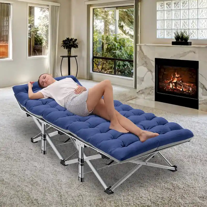 Lit de camping pliant 75 avec matelas de 8,4 cm, couchette portable