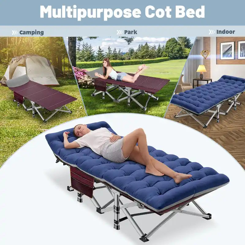 Lit de camping pliant 75 avec matelas de 8,4 cm, couchette portable