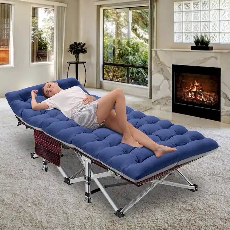 Lit de camping pliant 75 avec matelas de 8,4 cm, couchette portable
