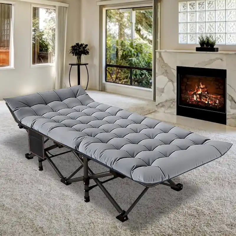 Lit de camping pliant 75 avec matelas de 8,4 cm, couchette portable