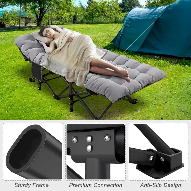 Lit de camping pliant 75 avec matelas de 8,4 cm, couchette portable