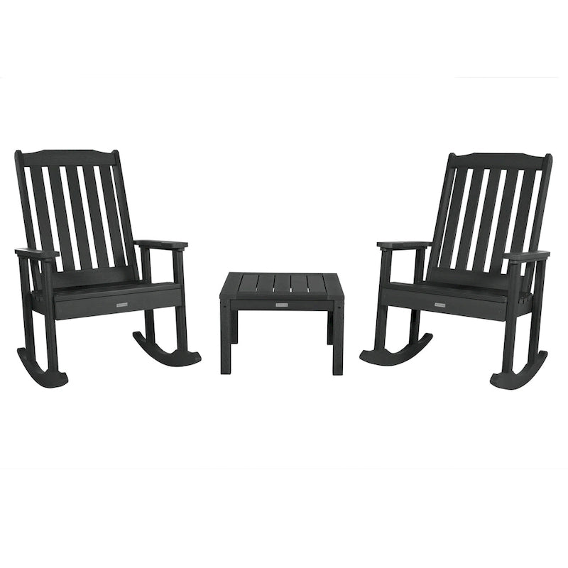 HIGHWOOD Ensemble de 3 : Deux fauteuils à bascule et une table d'appoint