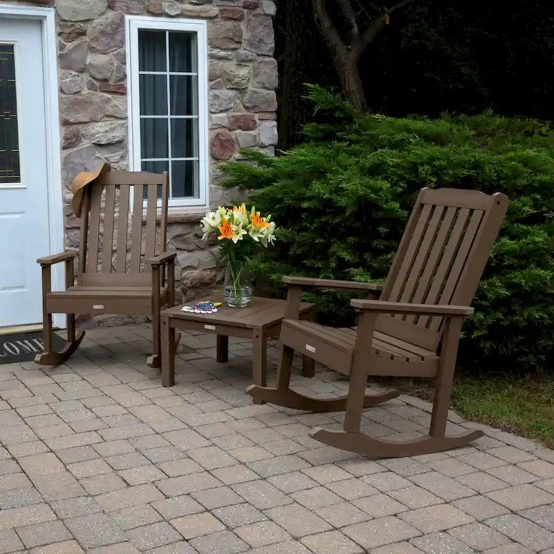 HIGHWOOD Ensemble de 3 : Deux fauteuils à bascule et une table d'appoint