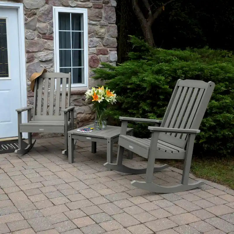 HIGHWOOD Ensemble de 3 : Deux fauteuils à bascule et une table d'appoint