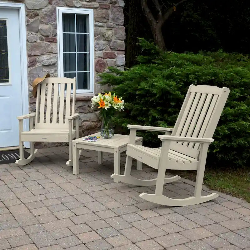 HIGHWOOD Ensemble de 3 : Deux fauteuils à bascule et une table d'appoint